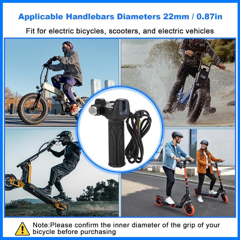 Hizoncore Ebike Full Twist Throttle Fits Ridstar Q20, 48V Plug and Play Throttle 3 Pin Easy Installation, LCD Display with Key Lock, Throttle Grips for Ebike Motorcycle Scooter (Right) - Image 5
